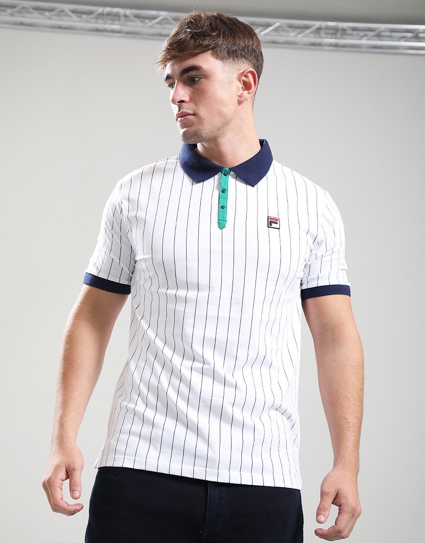 Fila Vintage BB1 Polo Shirt White/Green/Navy