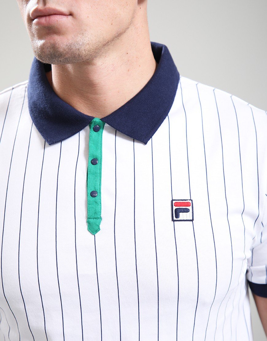 Fila Vintage BB1 Polo Shirt White/Green/Navy