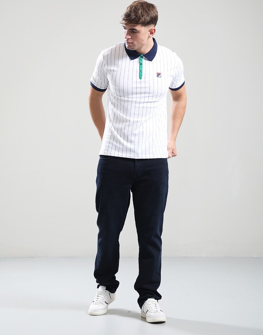 Fila Vintage BB1 Polo Shirt White/Green/Navy