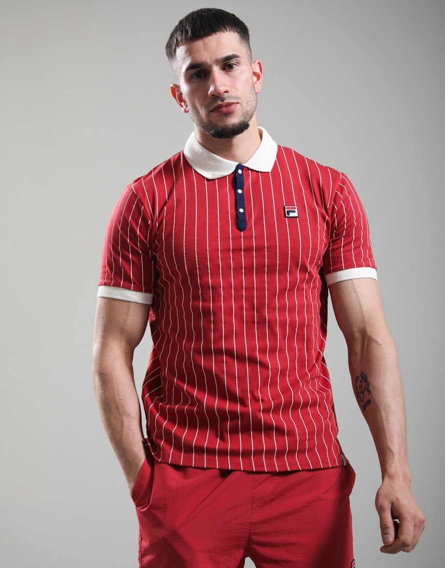 FILA Vintage BB1 Polo Shirt Garnet/Gardenia/Fila Navy