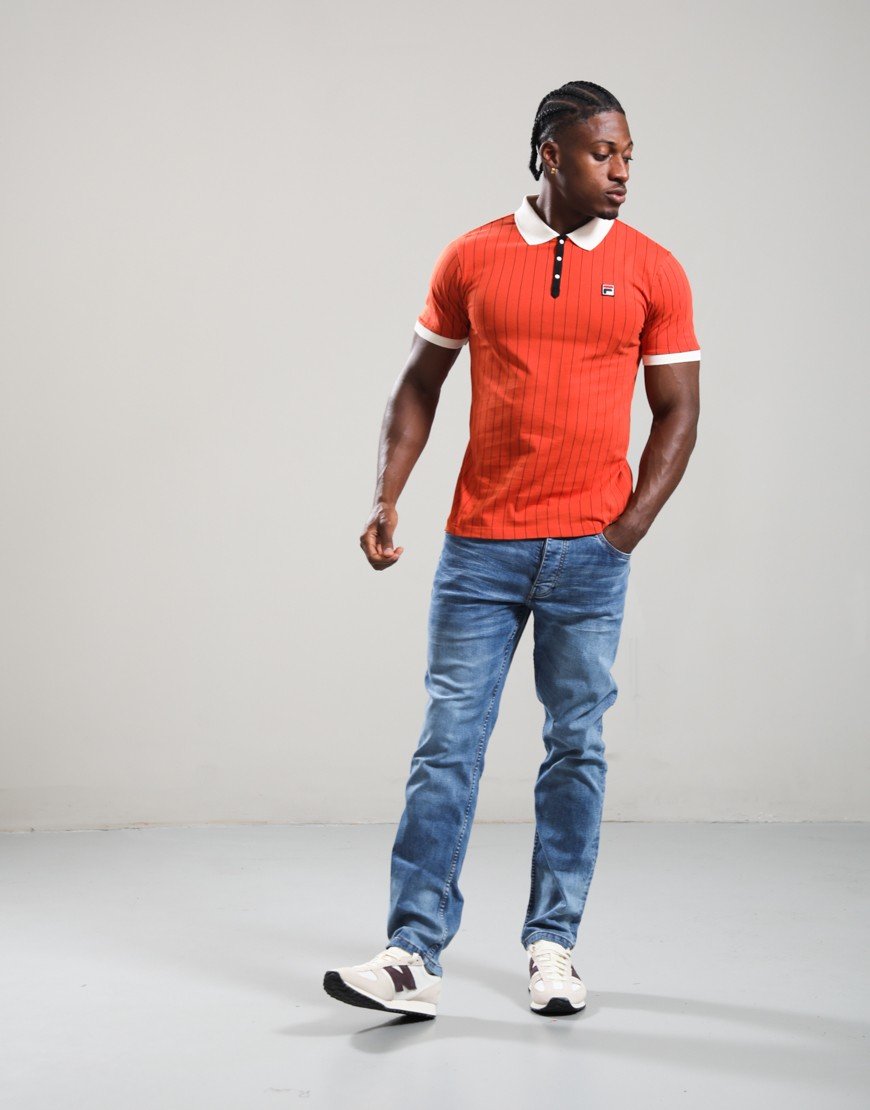 FILA Vintage BB1 Polo Shirt Burnt Ochre/Gardenia/Black