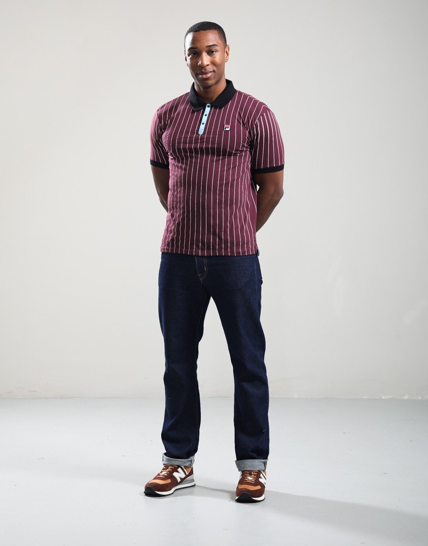 FILA Vintage BB1 Polo Shirt Fig/Milky Blue/Gardenia/Black