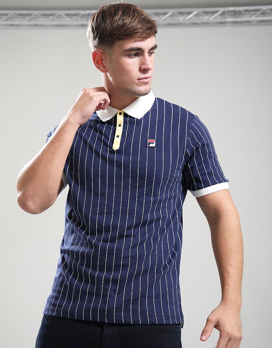 Fila Vintage BB1 Polo Shirt Navy/Raffia/Gardenia