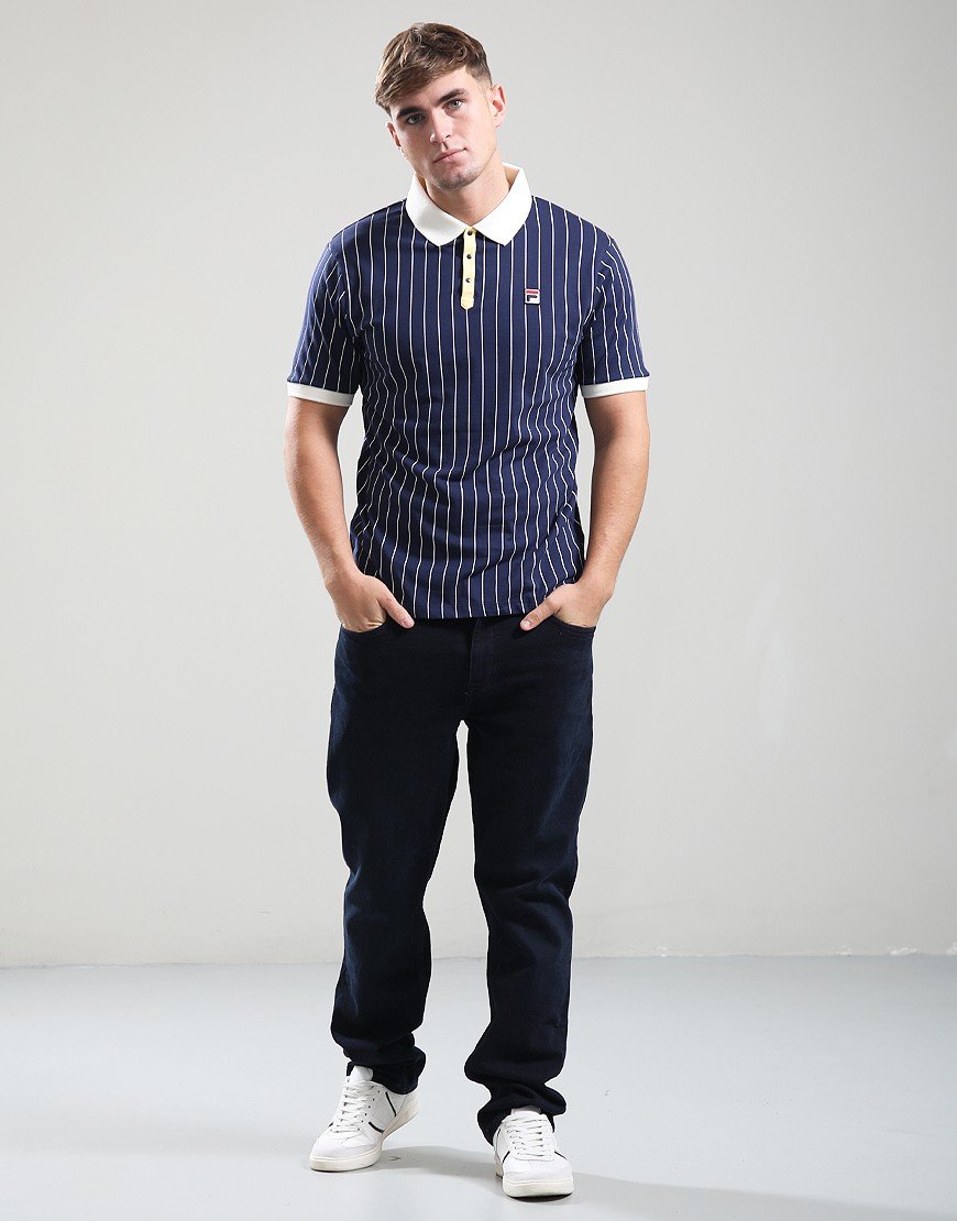 Fila Vintage BB1 Polo Shirt Navy/Raffia/Gardenia