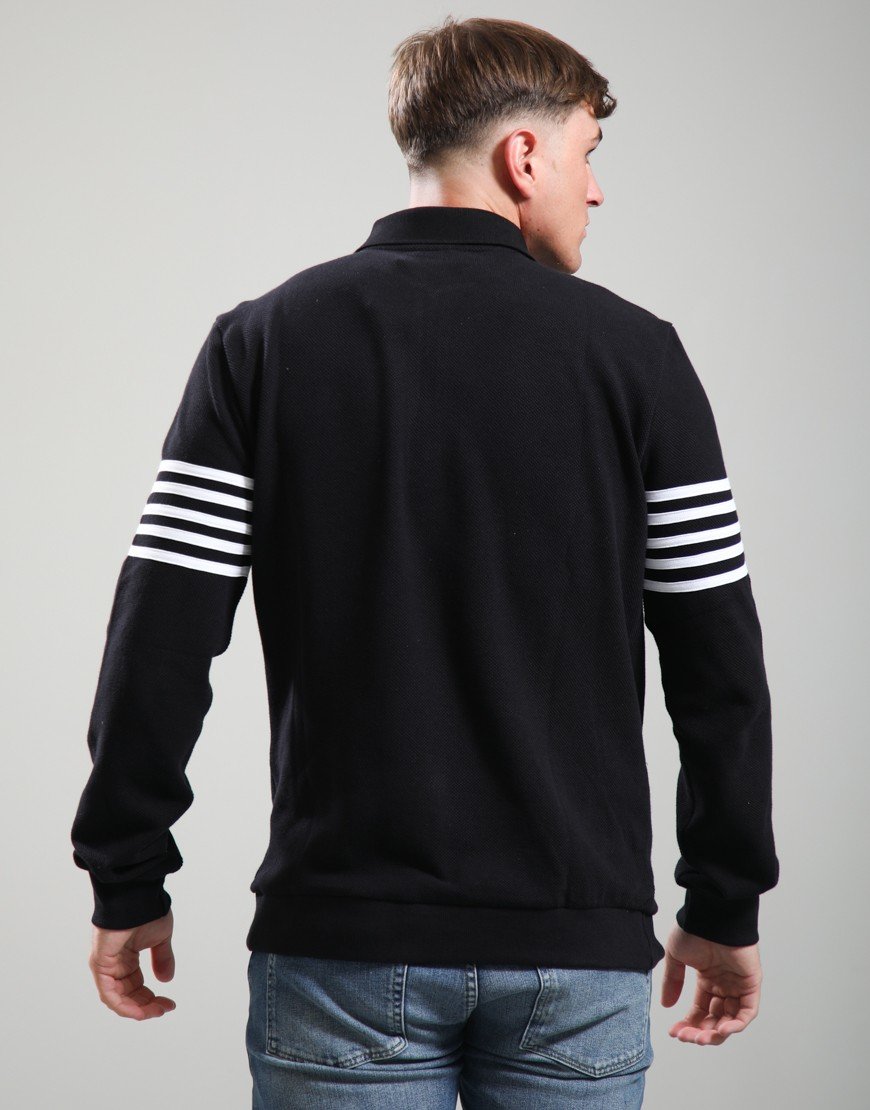 Fila Vintage Luis 1/4 Zip Long Sleeve Polo Shirt Black/White
