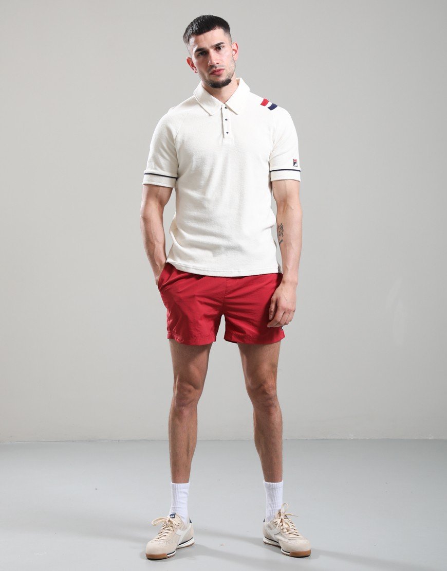 FILA Vintage Massimo Terry Polo Shirt Gardenia/Garnet/Fila Navy