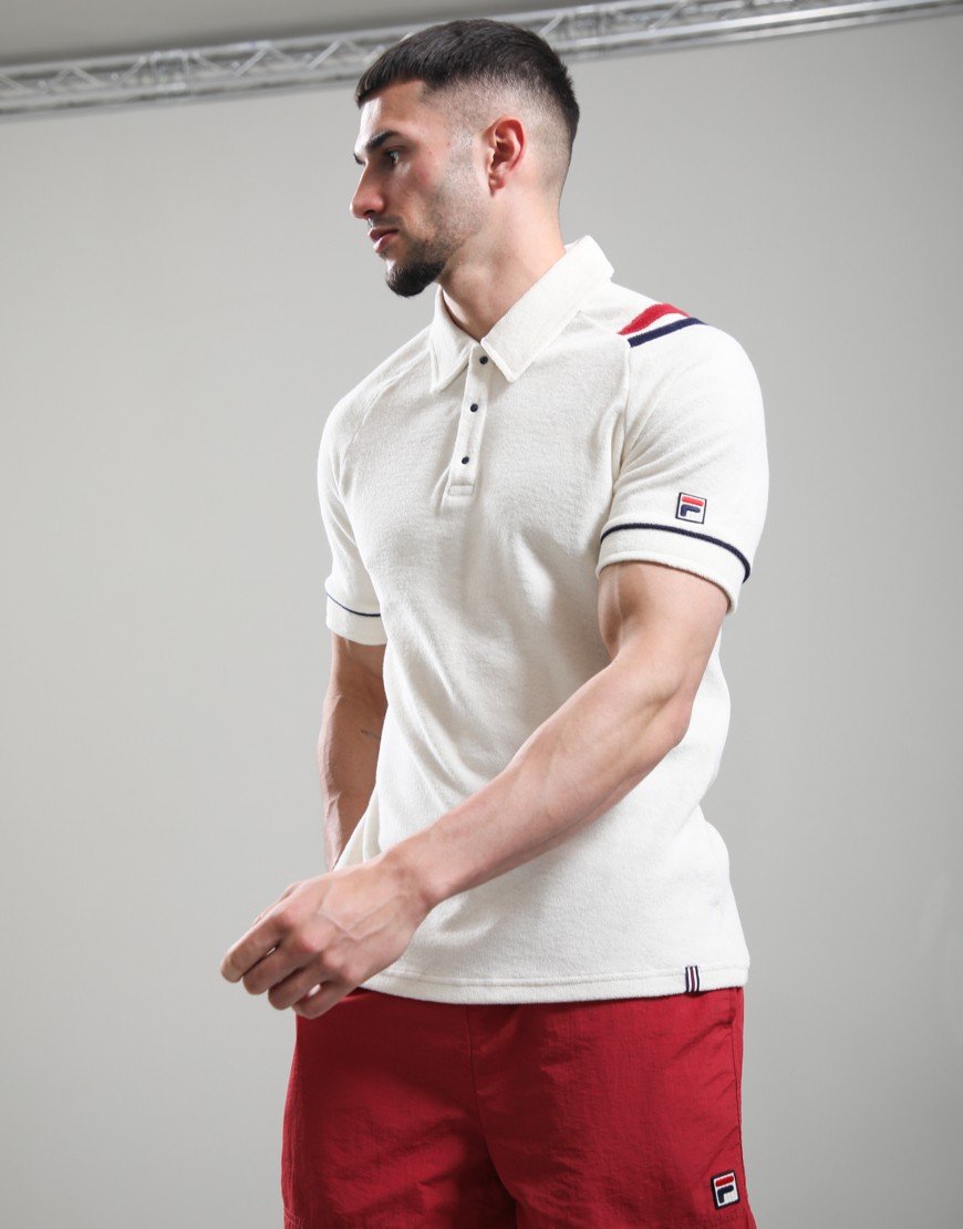 FILA Vintage Massimo Terry Polo Shirt Gardenia/Garnet/Fila Navy