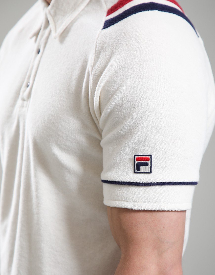 FILA Vintage Massimo Terry Polo Shirt Gardenia/Garnet/Fila Navy