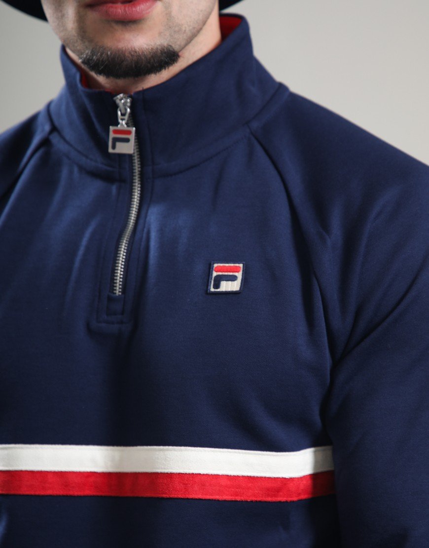 FILA Vintage Rolando 1/4 Zip Sweatshirt Fila Navy/Gardenia/Fila Red