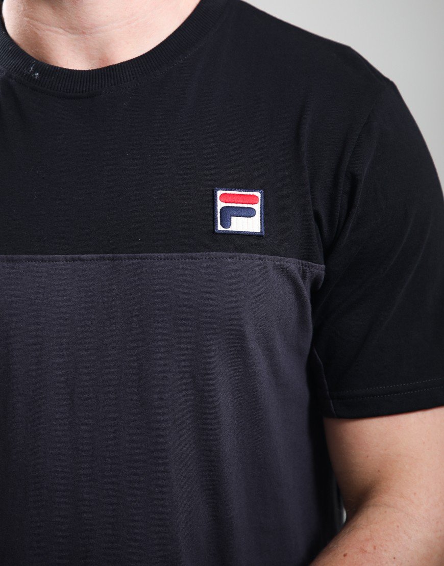 FILA Vintage Tiebreaker T-Shirt Black/Charcoal/Gardenia