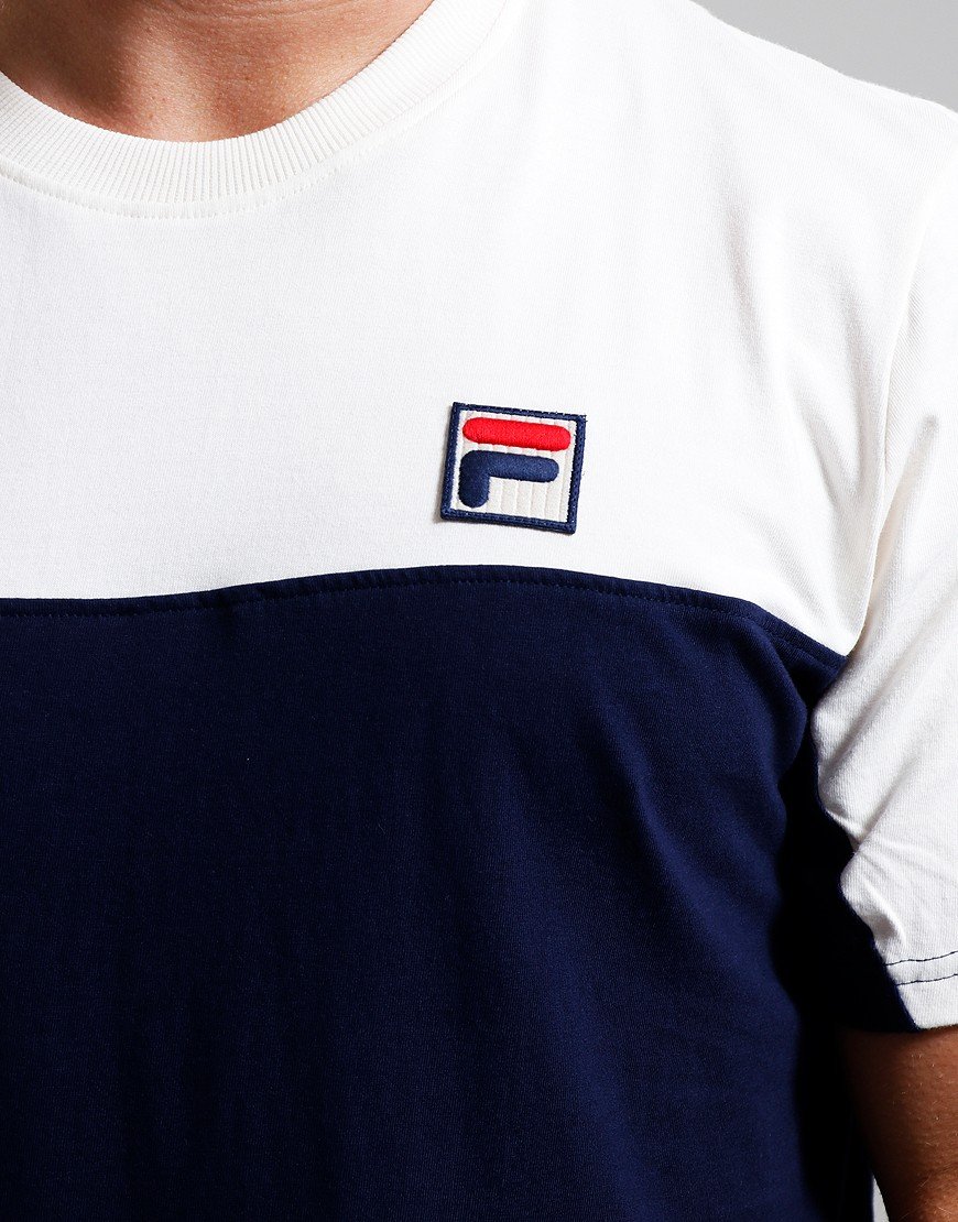 FILA Vintage Tiebreaker T-Shirt Navy/Gardenia/Silver