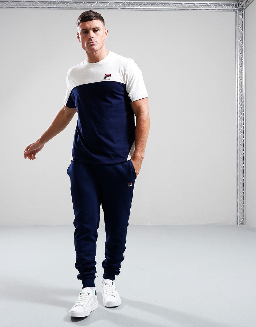 FILA Vintage Tiebreaker T-Shirt Navy/Gardenia/Silver