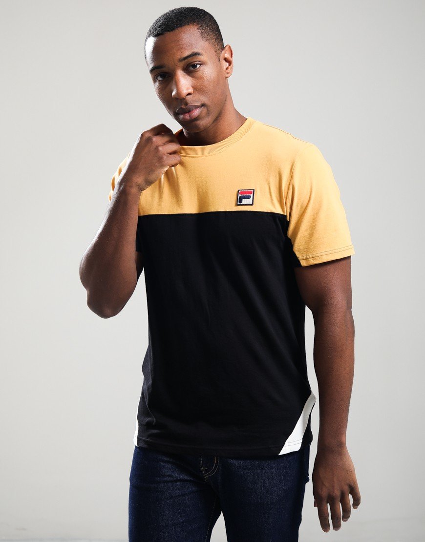 FILA Vintage Tiebreaker T-Shirt Oak Buff/Black/Gardenia