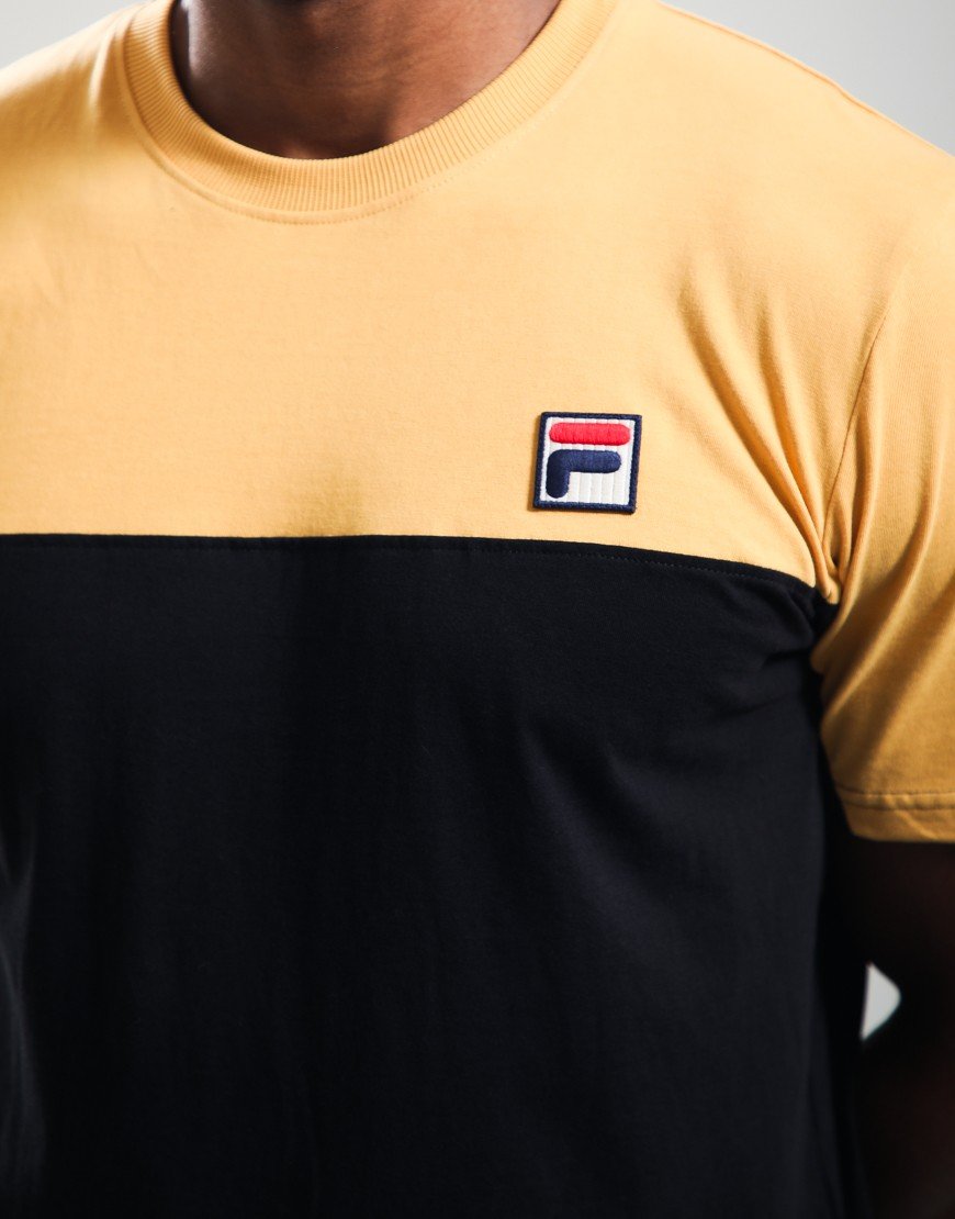 FILA Vintage Tiebreaker T-Shirt Oak Buff/Black/Gardenia