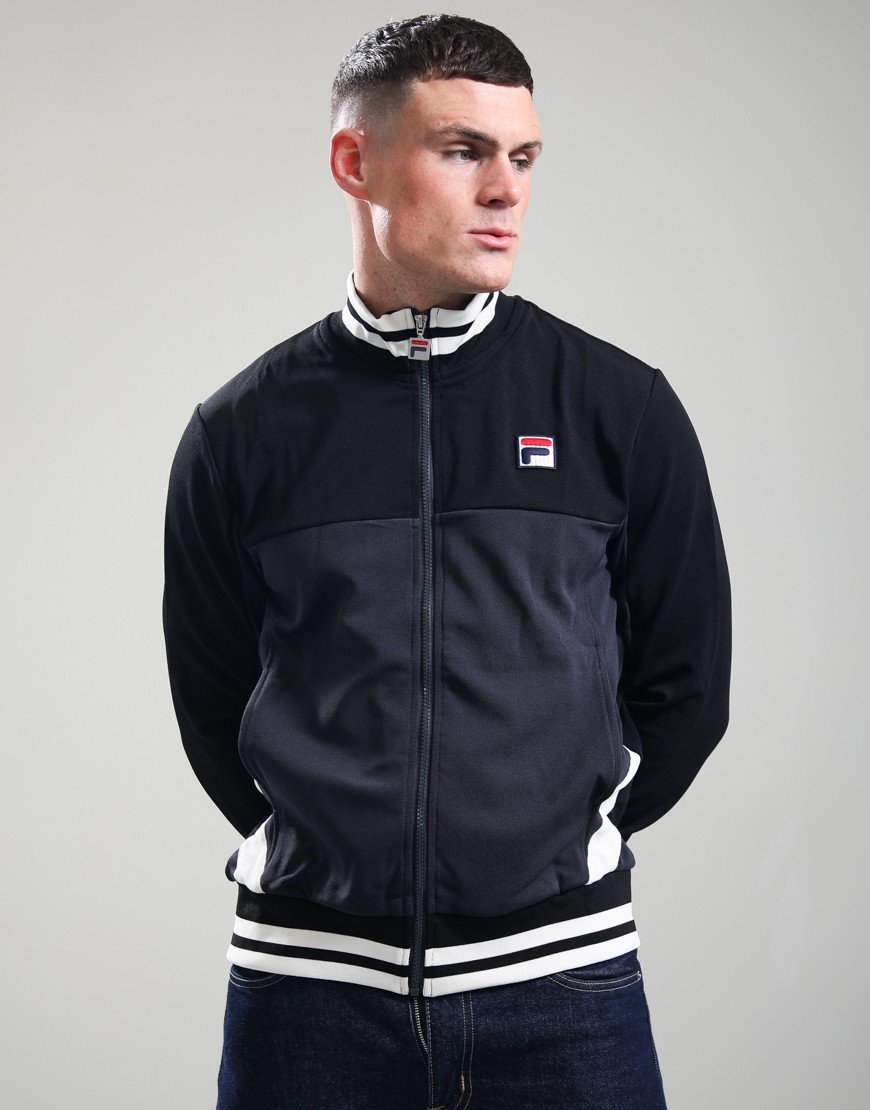 FILA Vintage Tiebreaker Track Top Black/Charcoal/Gardenia