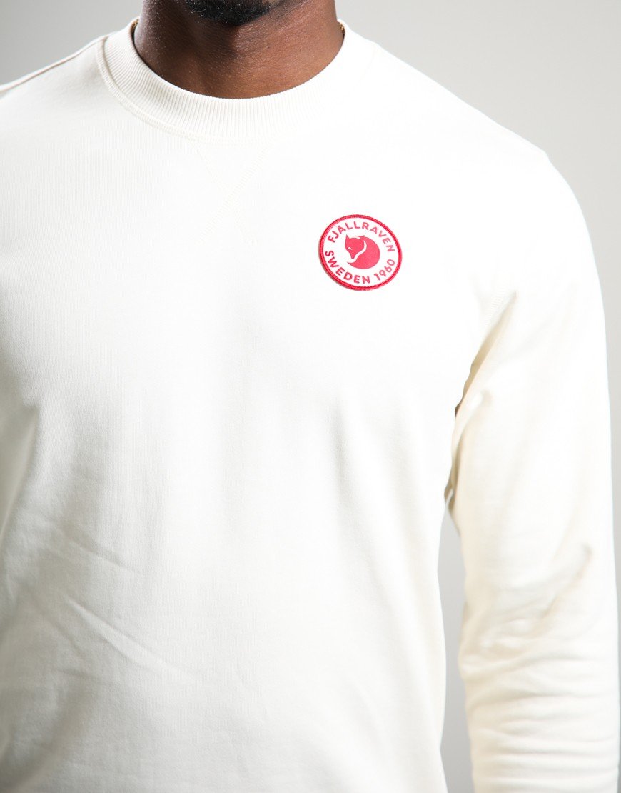 Fjällräven 1960 Logo Badge Crew Sweat Chalk White