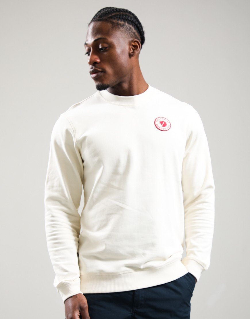 Fjällräven 1960 Logo Badge Crew Sweat Chalk White