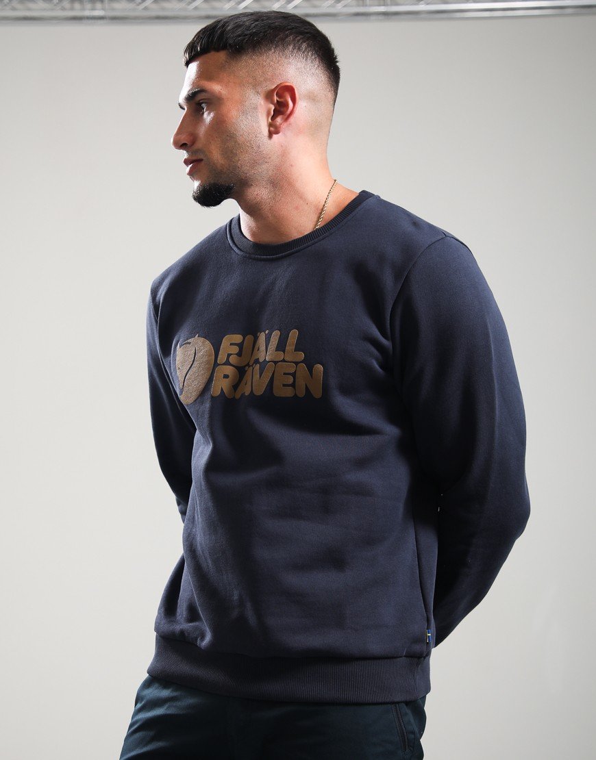 Fjällräven Logo Crew Sweat  Dark Navy 