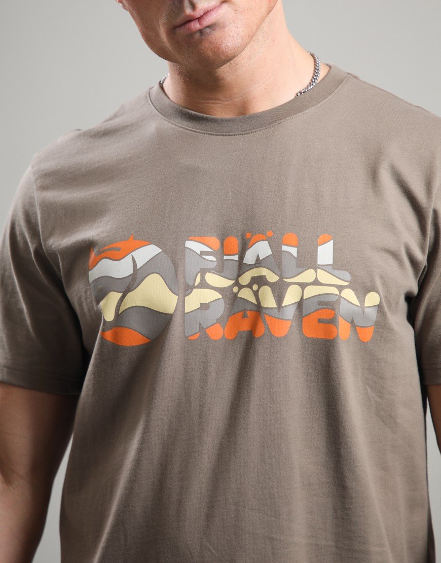 Fjällräven Multicolour Logo T-Shirt Suede Brown