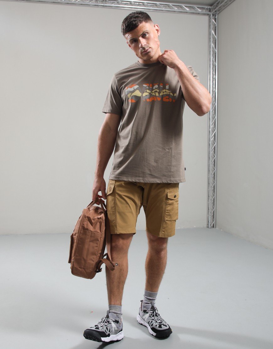 Fjällräven Multicolour Logo T-Shirt Suede Brown