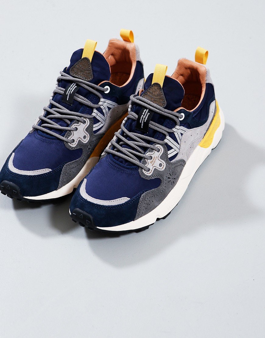 Flower Mountain Yamano 3 Suede/Nylon Trainers Navy/Blue/Grey