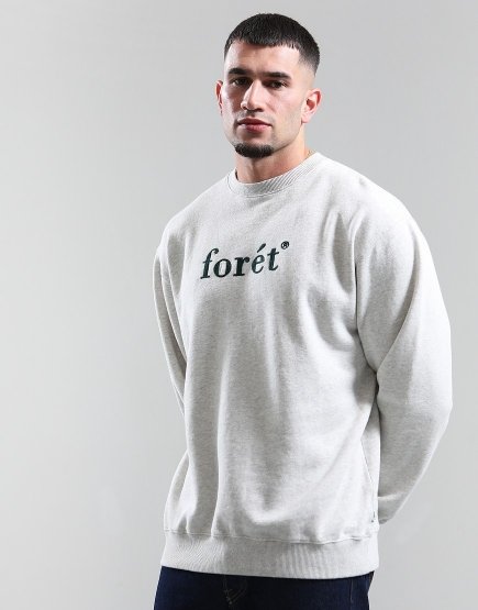Forét Boat Crew Sweat Snow Melange/Dark Green