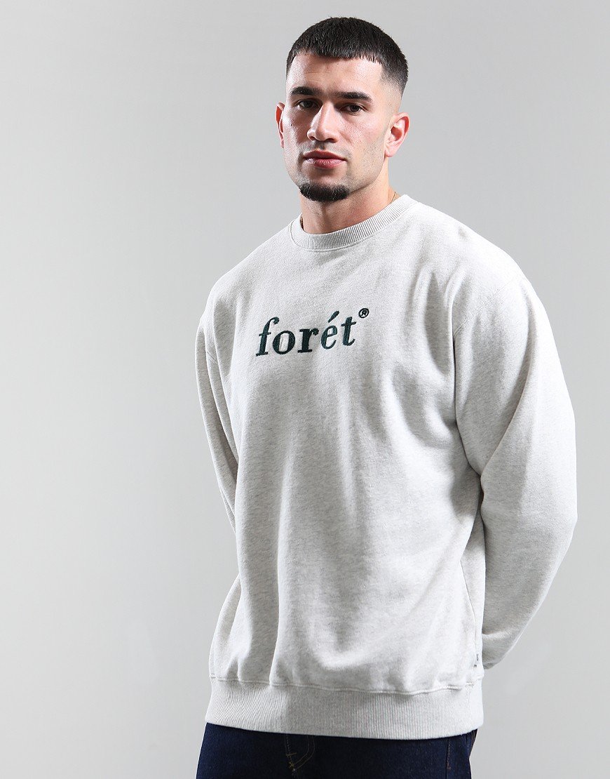 Forét Boat Crew Sweat Snow Melange/Dark Green
