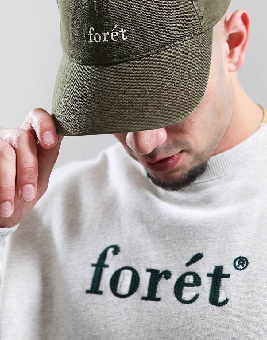 Forét Boat Crew Sweat Snow Melange/Dark Green