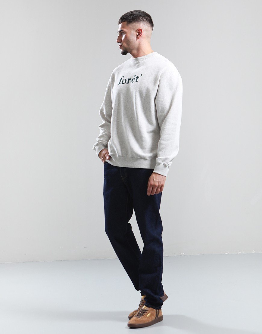 Forét Boat Crew Sweat Snow Melange/Dark Green