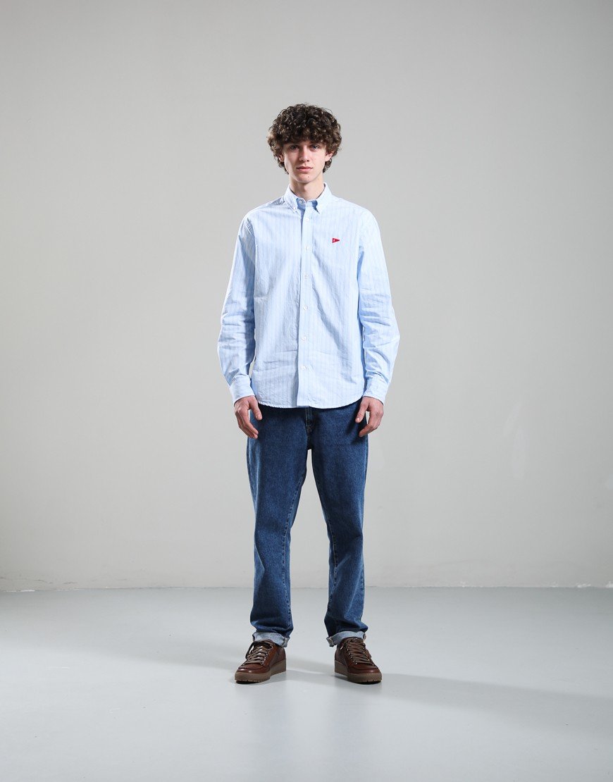 Forét Flag Regular Fit Oxford Shirt Light Blue Stripe