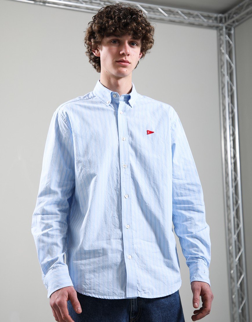 Forét Flag Regular Fit Oxford Shirt Light Blue Stripe