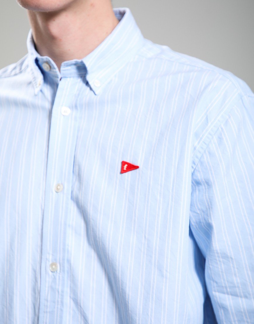 Forét Flag Regular Fit Oxford Shirt Light Blue Stripe