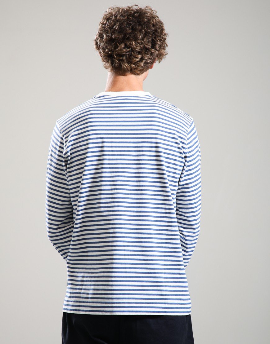 Forét Flag Stripe Long Sleeve T-Shirt Blue