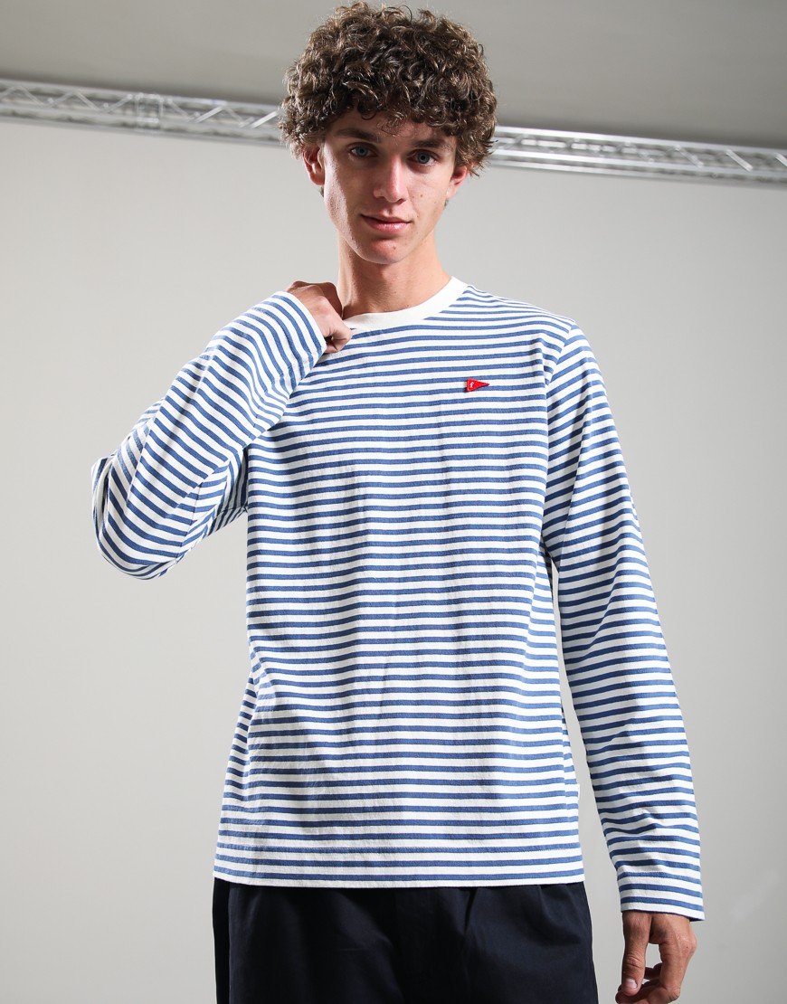 Forét Flag Stripe Long Sleeve T-Shirt Blue