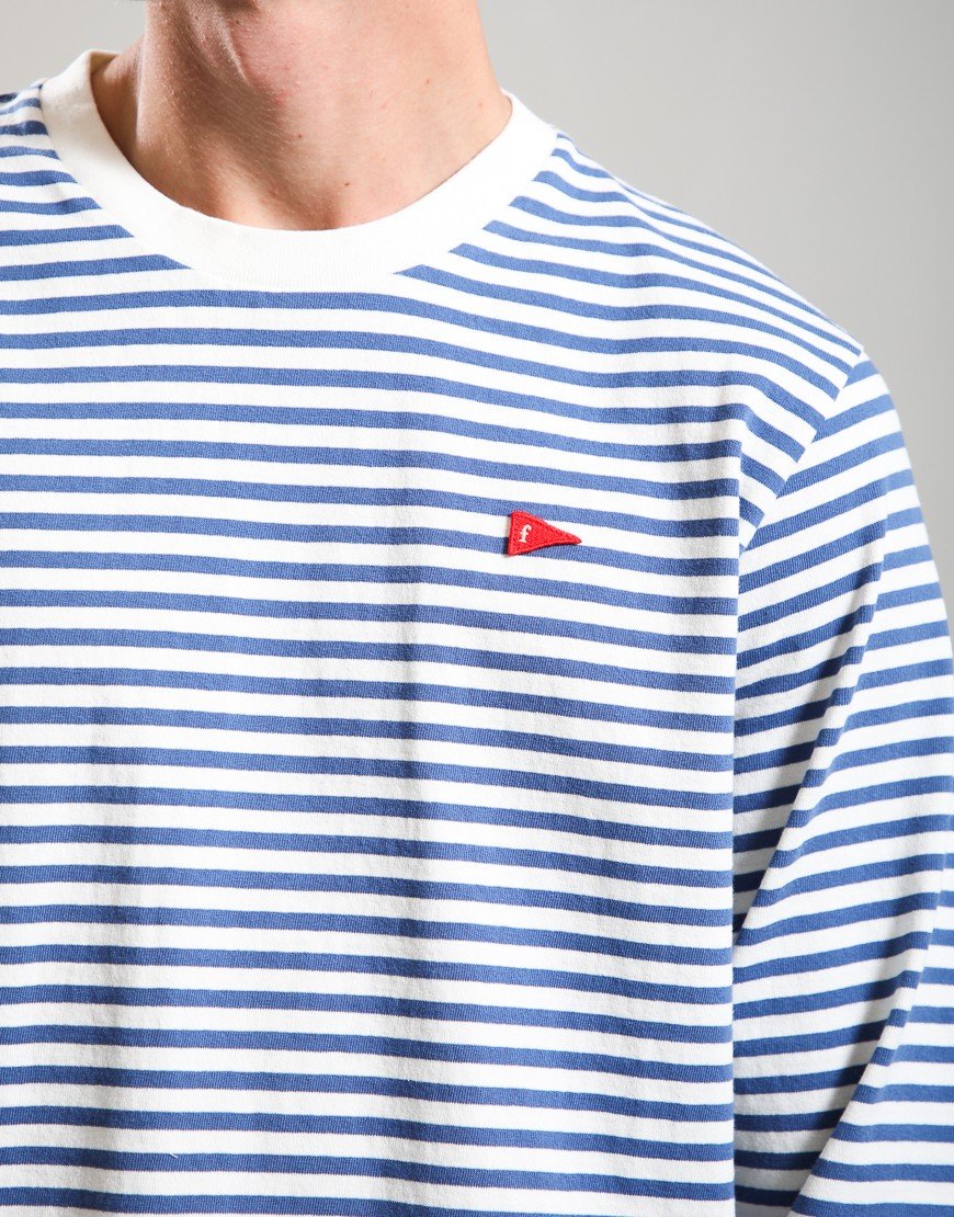 Forét Flag Stripe Long Sleeve T-Shirt Blue