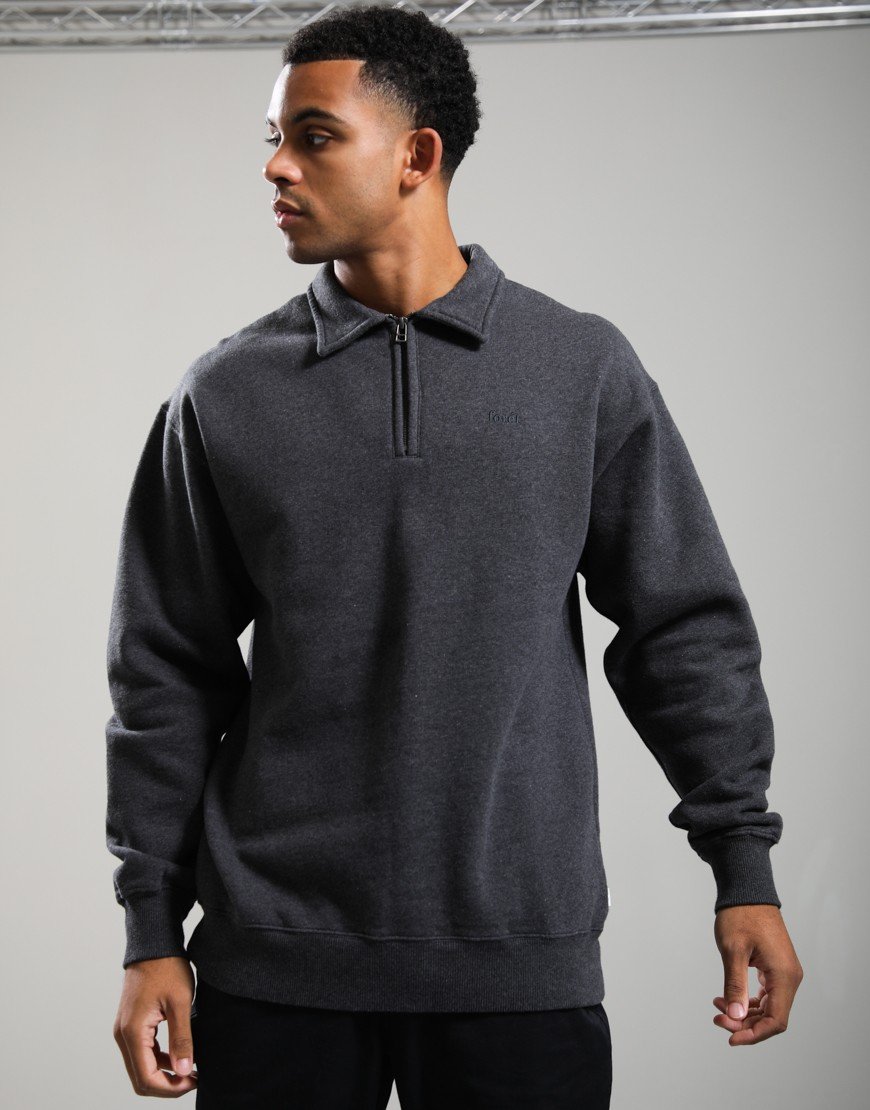 Forét Hook Half Zip Sweat Dark Grey Melange