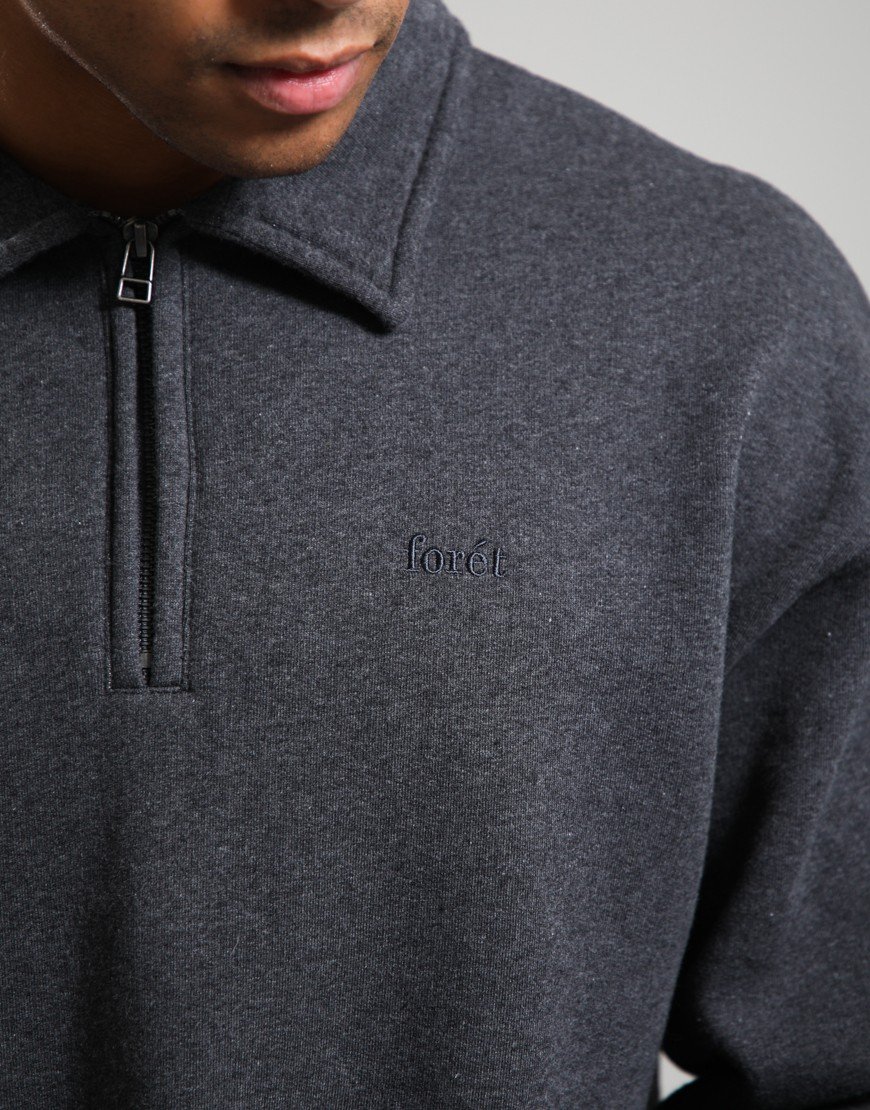 Forét Hook Half Zip Sweat Dark Grey Melange