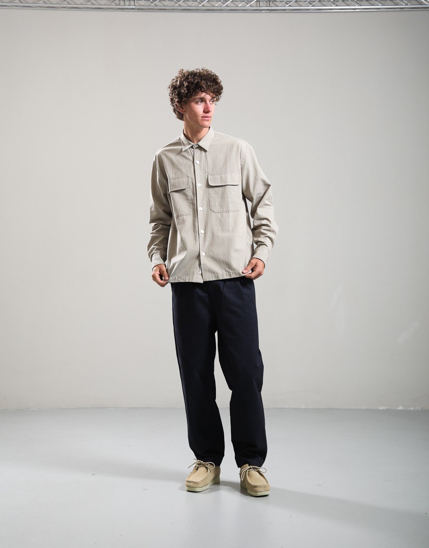 Forét Lunar Textured Overshirt Khaki Check