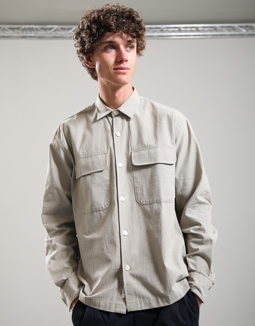 Forét Lunar Textured Overshirt Khaki Check