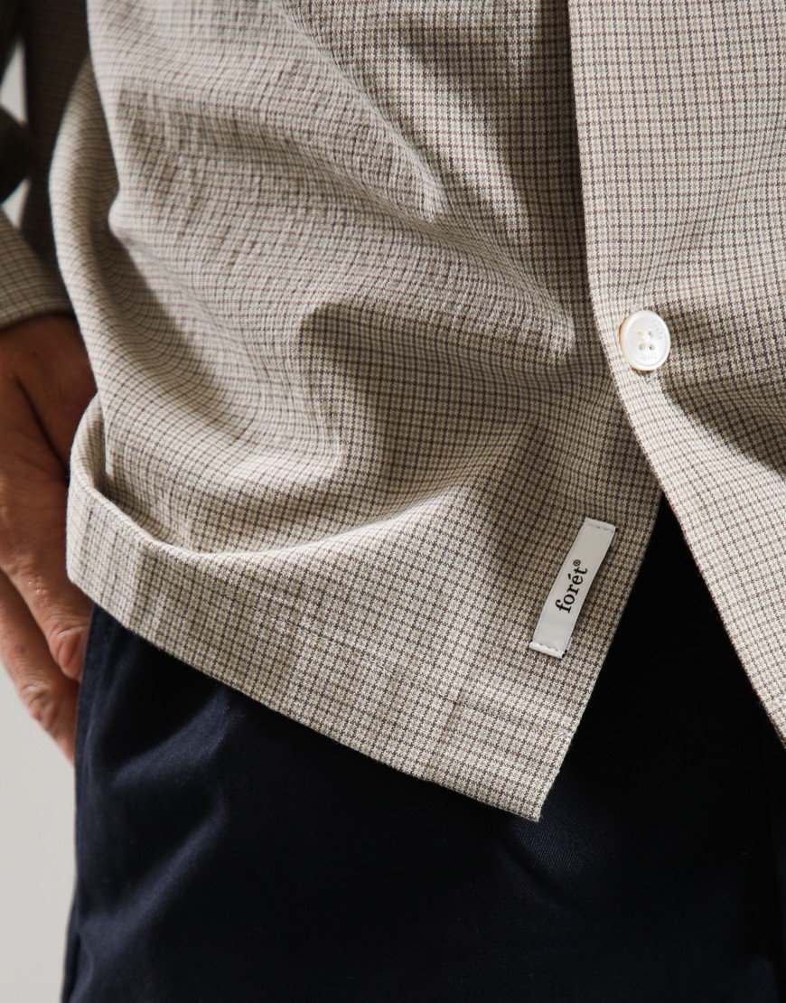 Forét Lunar Textured Overshirt Khaki Check