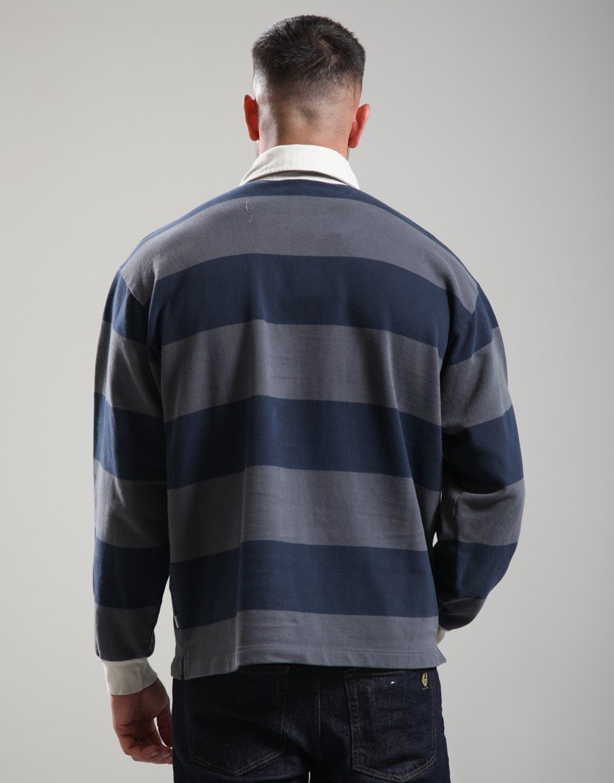 Forét Match Rugby Structured Sweatshirt Navy Stripe