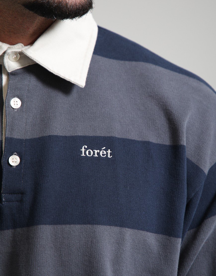 Forét Match Rugby Structured Sweatshirt Navy Stripe