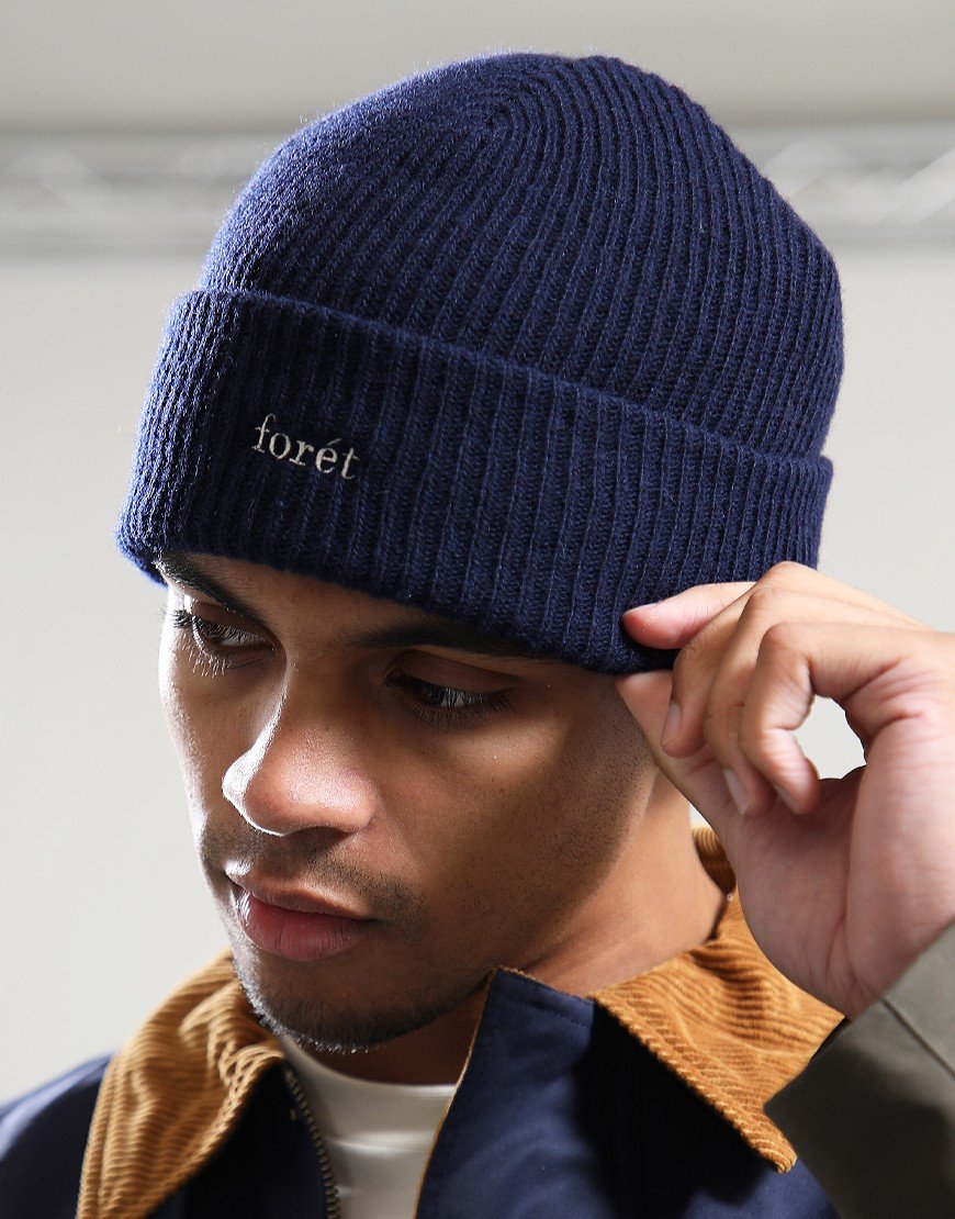 Forét Relax Rib Beanie Hat Navy