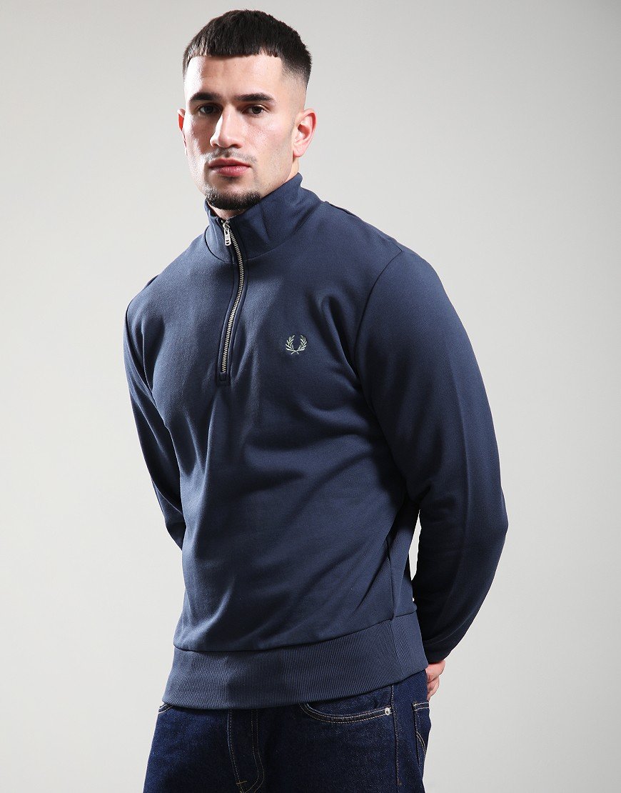 Fred Perry Half Zip Sweat Dark Airforce/Light Ice