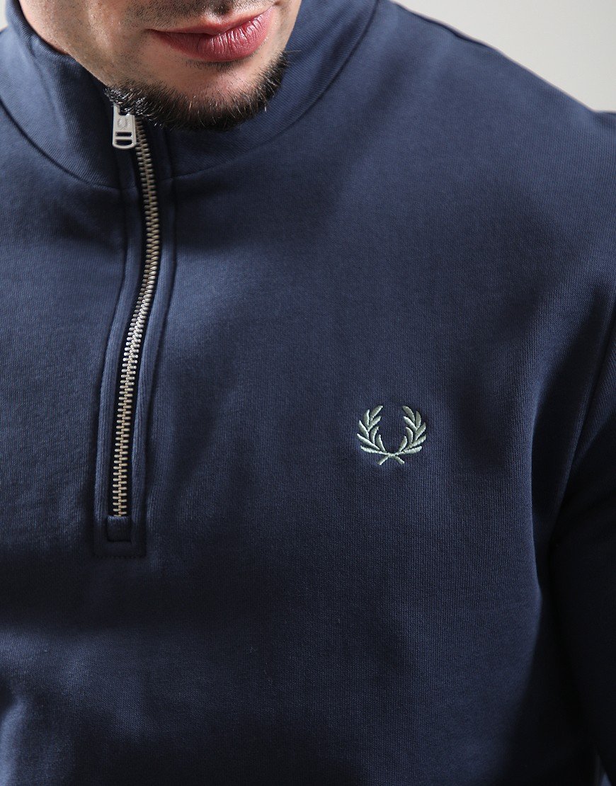 Fred Perry Half Zip Sweat Dark Airforce/Light Ice