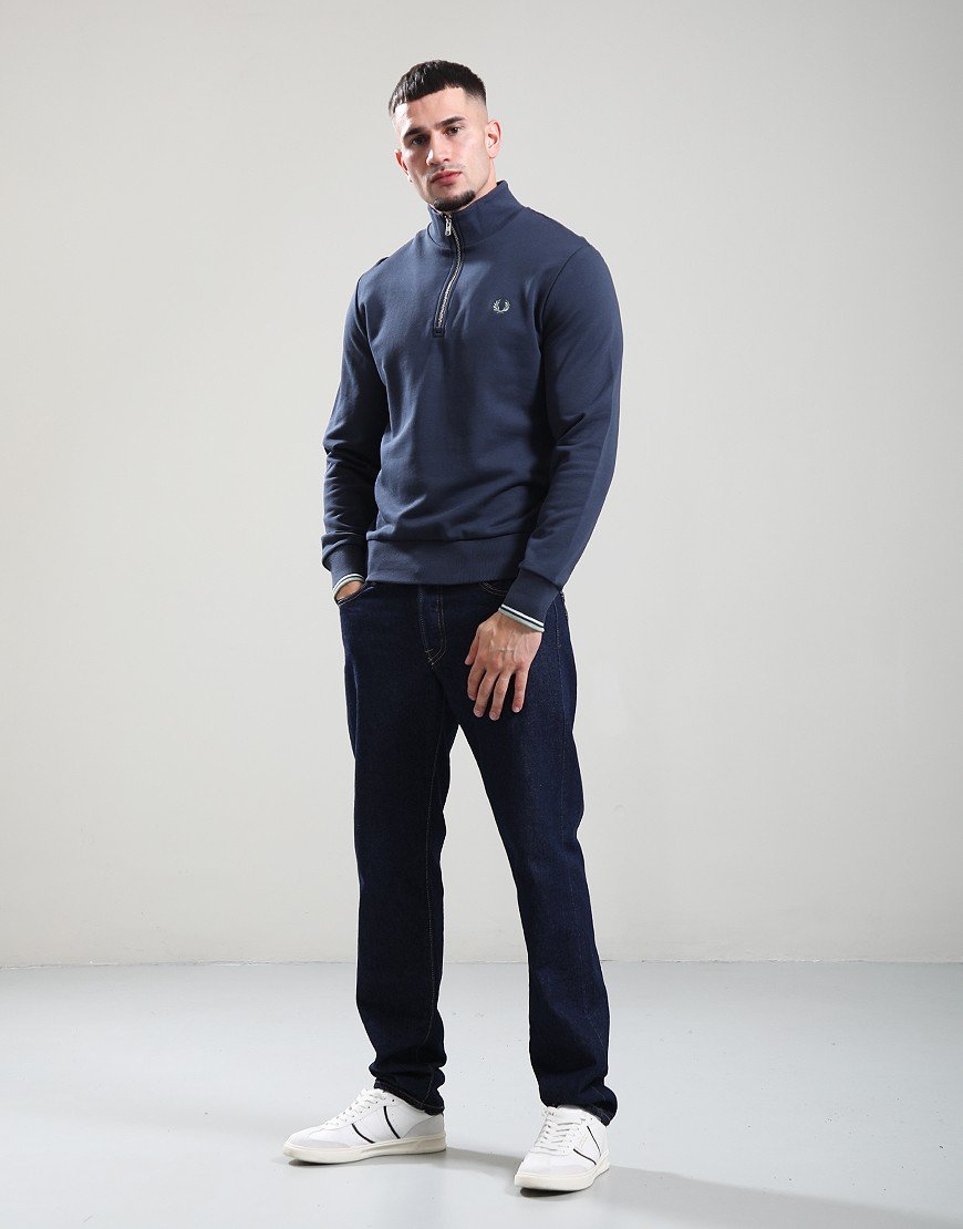 Fred Perry Half Zip Sweat Dark Airforce/Light Ice