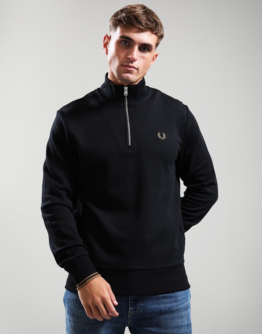 Fred Perry Half Zip Sweat Black/Shaded Stone