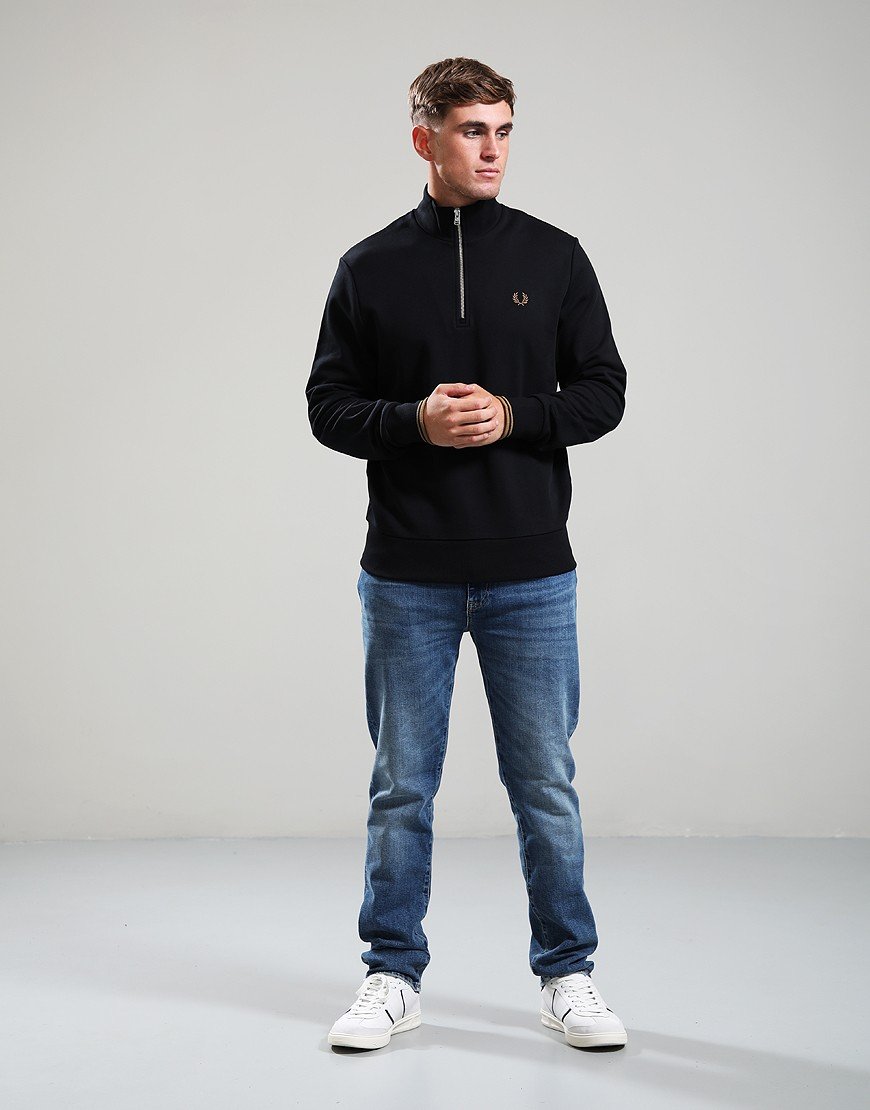 Fred Perry Half Zip Sweat Black/Shaded Stone