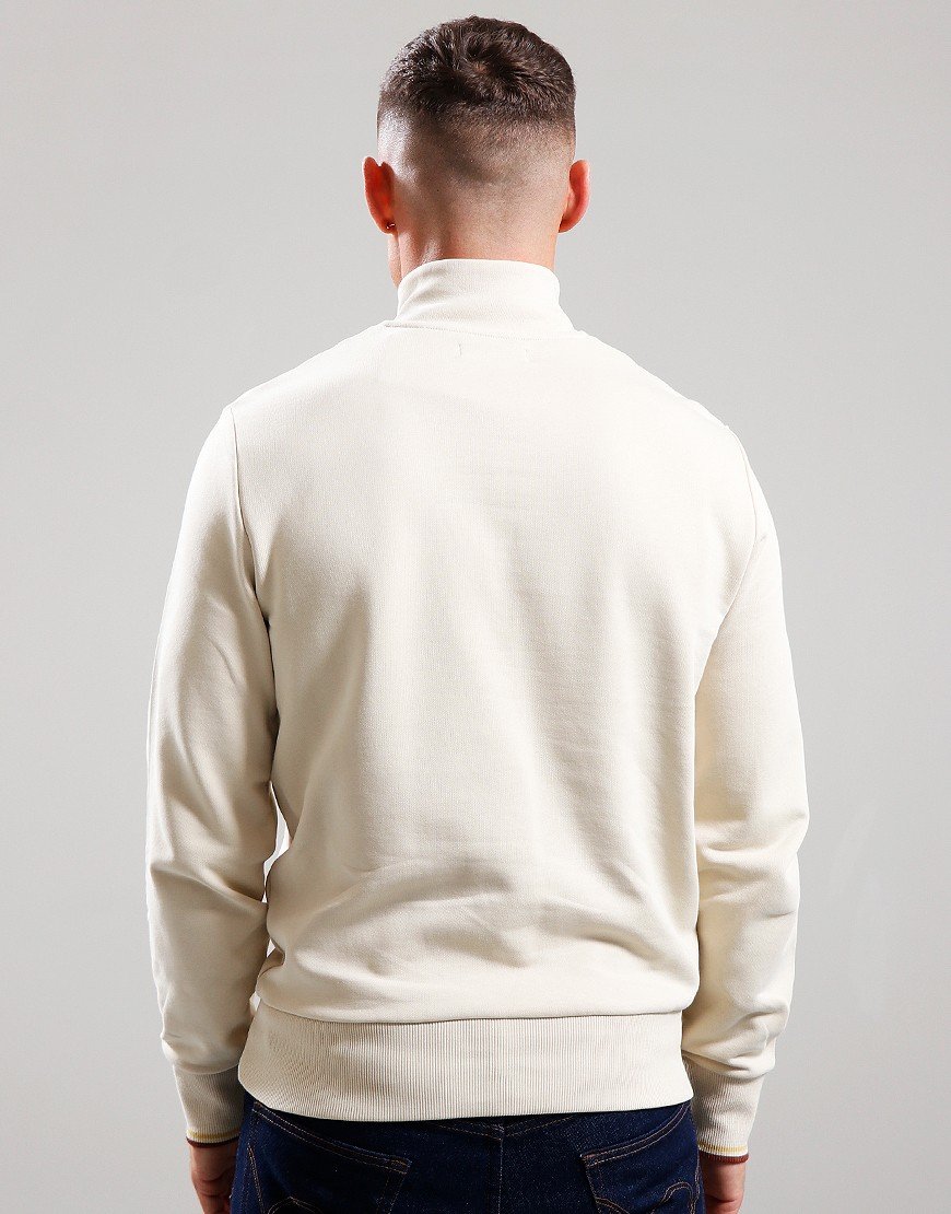 Fred Perry Half Zip Sweat Oatmeal/Whiskey Brown - Terraces Menswear