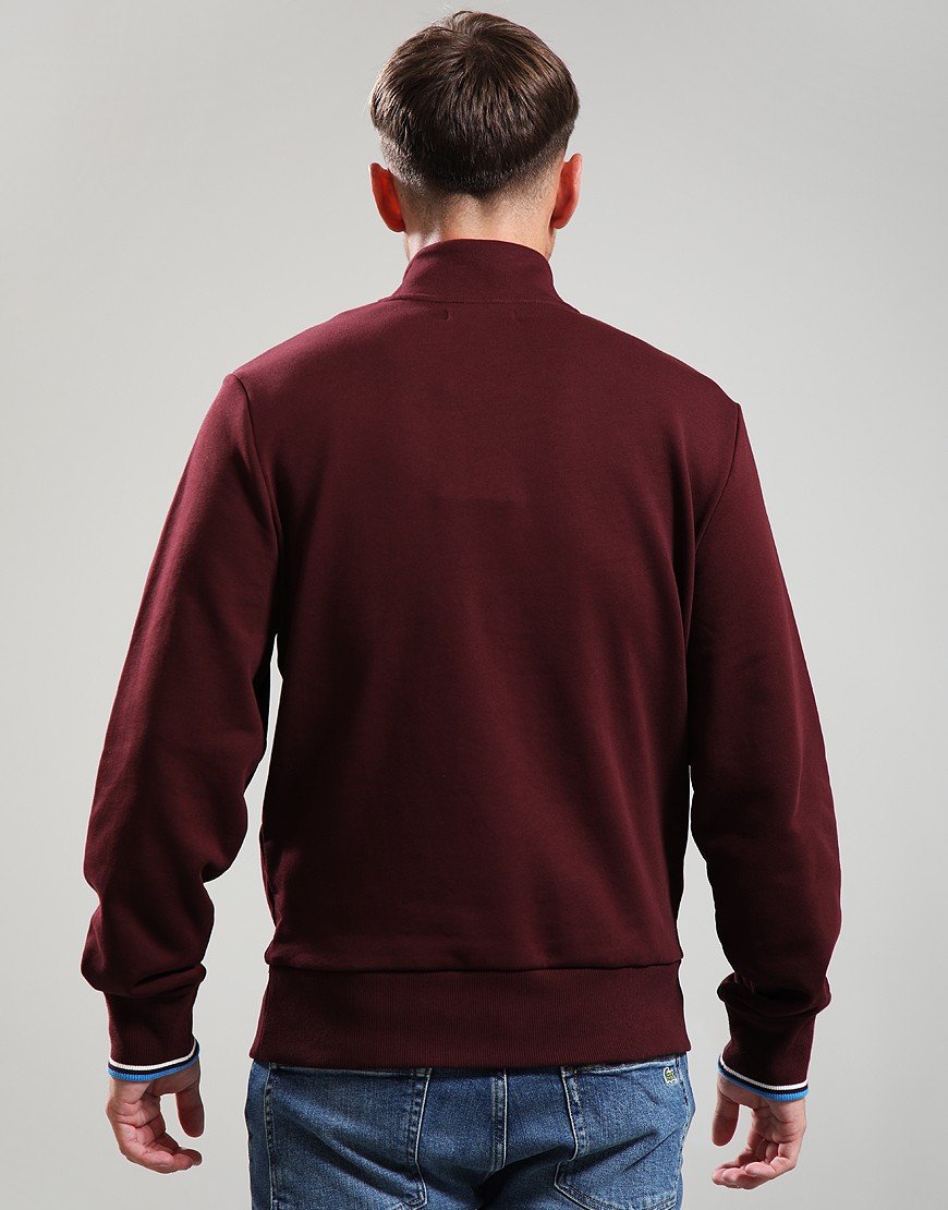 Fred Perry Half Zip Sweat Oxblood/Ecru/Court Blue